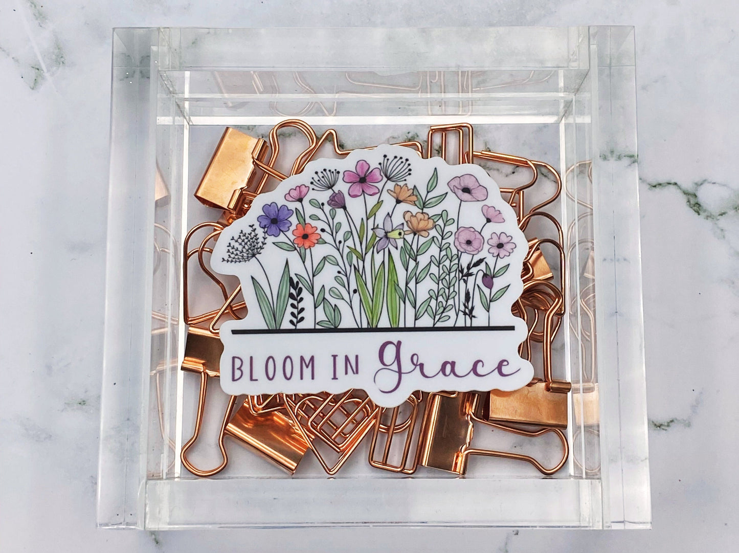 Bloom in Grace, Bible Verse Sticker, Inspirational decal, Waterproof sticker, Most Popular Items, Trending Now, Bible Verse Gifts for Women