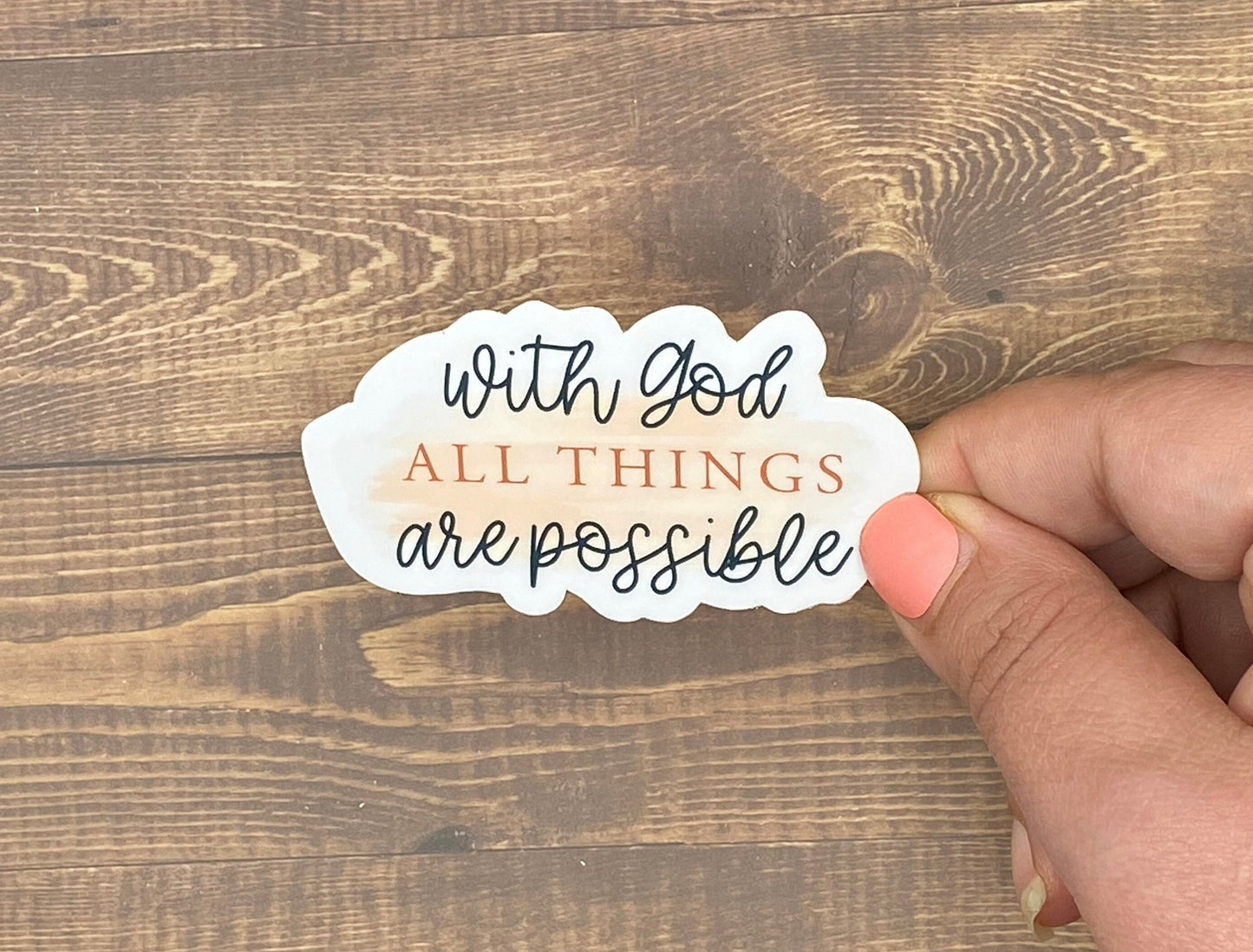 With God, Bible Verse Gift for Women, Inspirational Decal, Waterproof Sticker, Trending Now, Bible Journaling, Quotes about Life,Canva Quote