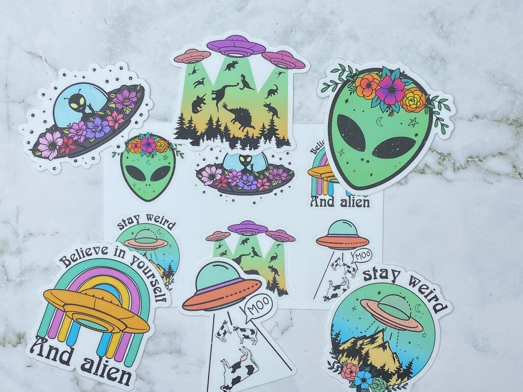 UFO Sticker, Alien Stickers, Area 51, Space Sticker, Alien Lover Gifts, Alien Sticker Bundle, I Still Believe, Alien Clipart, Space Clipart