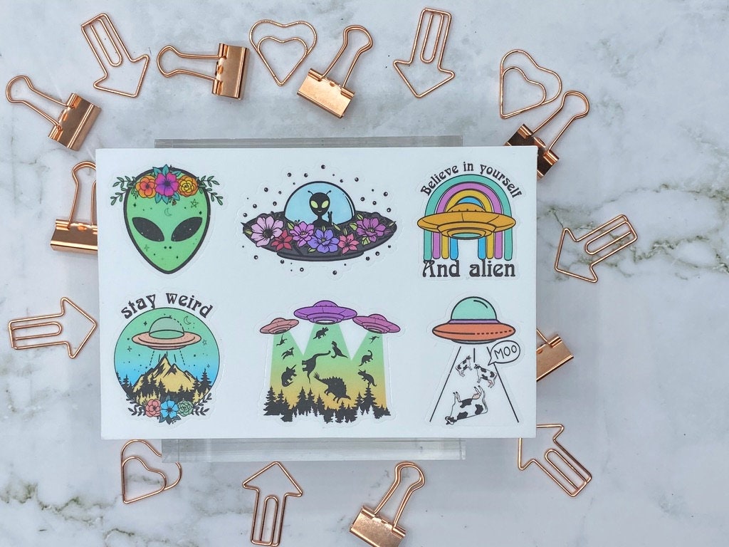 UFO Sticker, Alien Stickers, Area 51, Space Sticker, Alien Lover Gifts, Alien Sticker Bundle, I Still Believe, Alien Clipart, Space Clipart